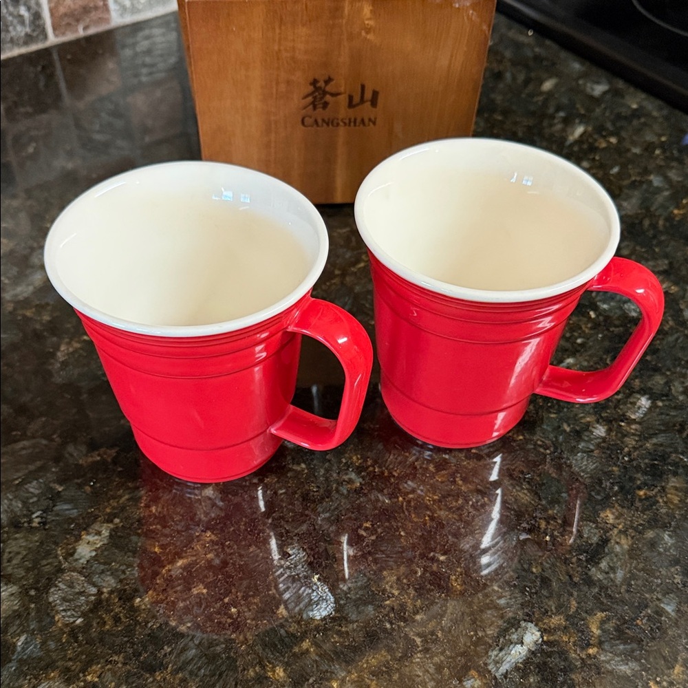 Red Ceramic Mug Set